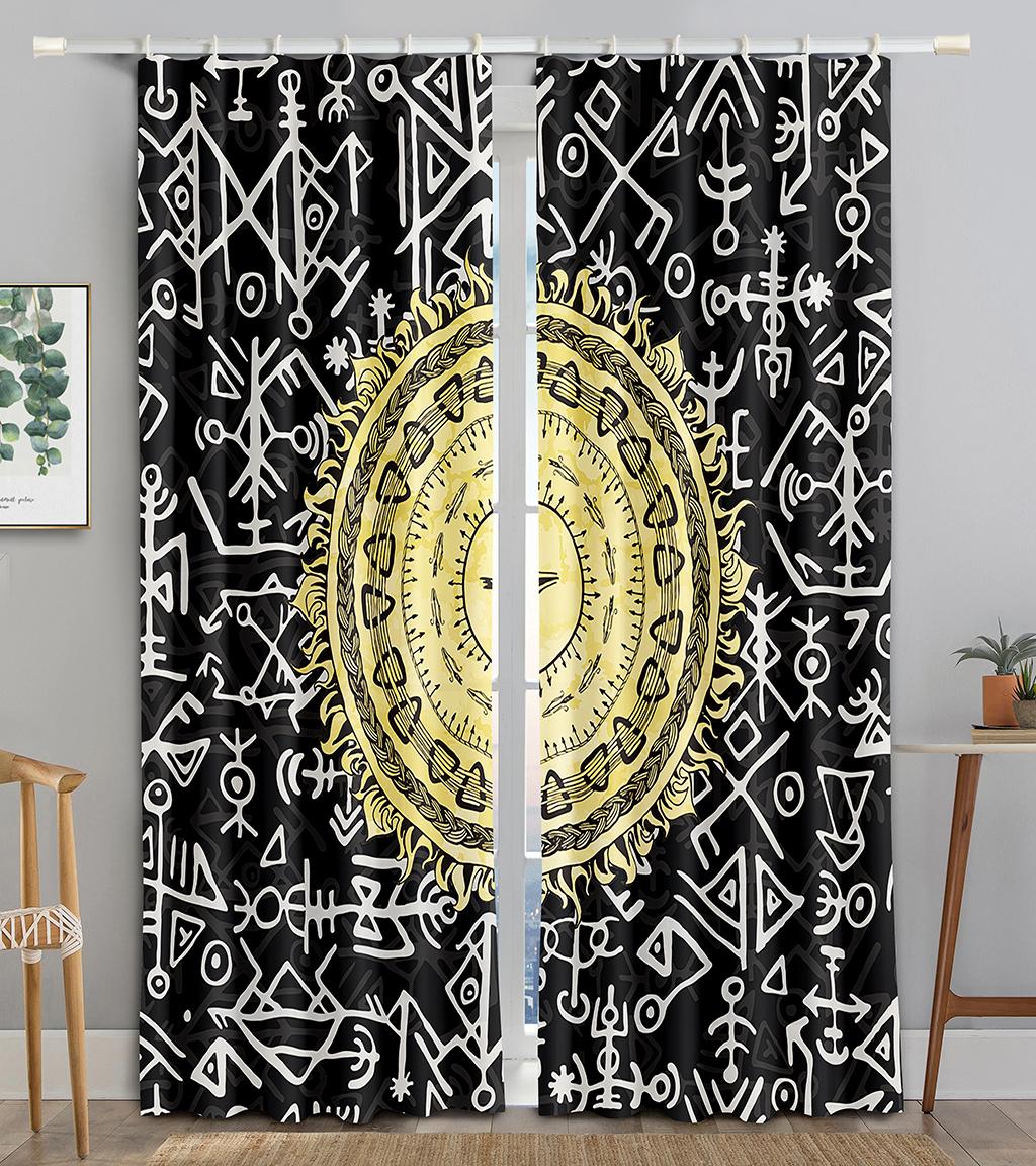 

Солнце и Луна Эстетические Шторы Солнце Луна Черные Темные Духовные Настенные Украшения Для Комнаты Для Спальни 2 Части Затенение Окна 100W130H(CM)40x51in&Grommet Top