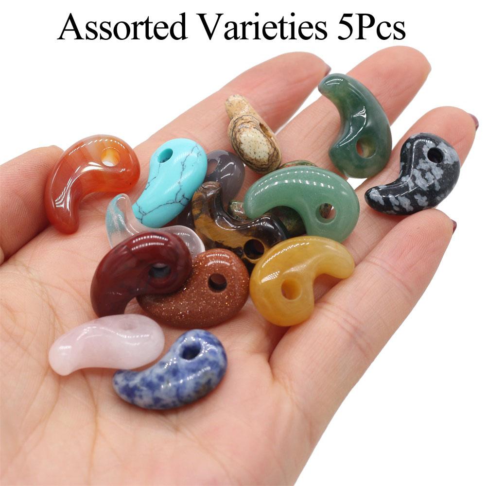 

5 шт., хрустальные кулоны для исцеления Рейки, энергетические подвески из натурального камня в форме запятой для ожерелий, сережек, декоративных аксессуаров, подарков для изготовления ювелирных изделий 5Pcs/15×22mm