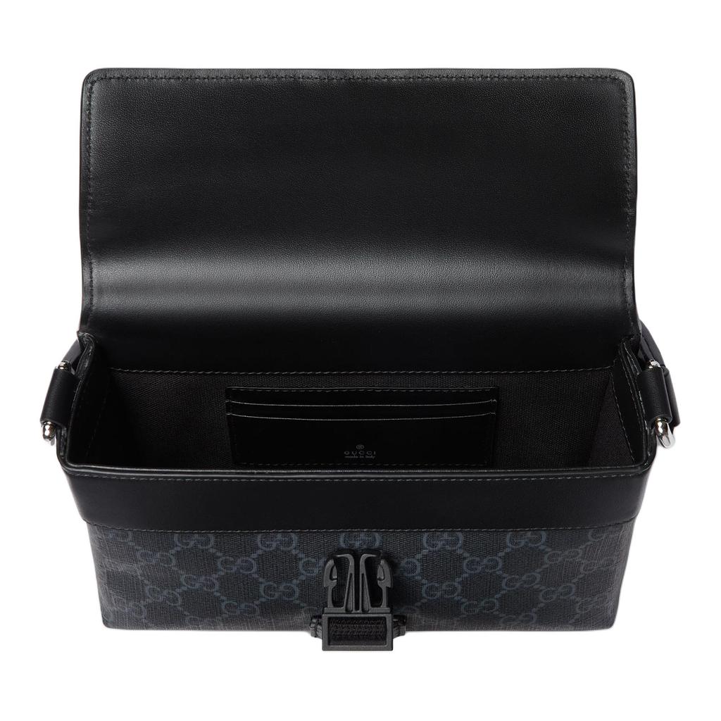 Gucci GG Monogram Canvas Messenger Crossbody Bag In Black For Men Daily Use