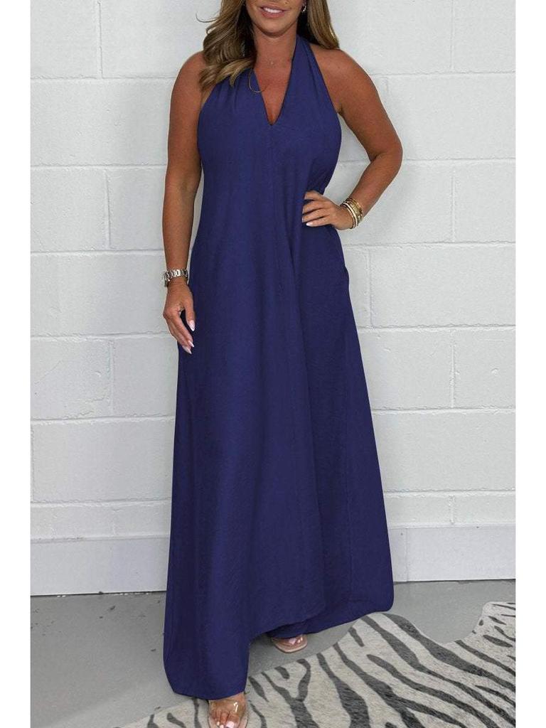 Spring/Summer 2024 Elegant Deep V-Neck Sleeveless Long Dress