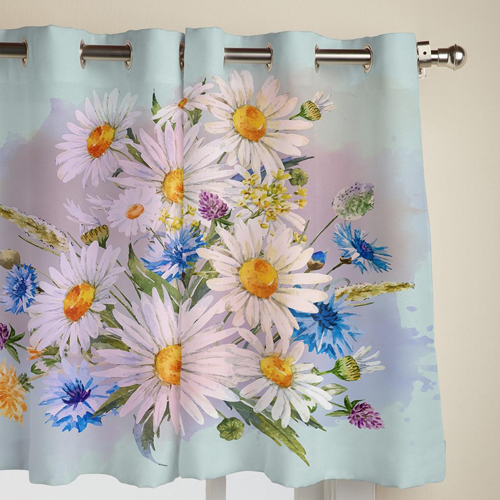 Flowers Daisies Minimalist Modern Window Curtains for Living Room Bedroom Curtain Kitchen Treatment Blinds Drapes