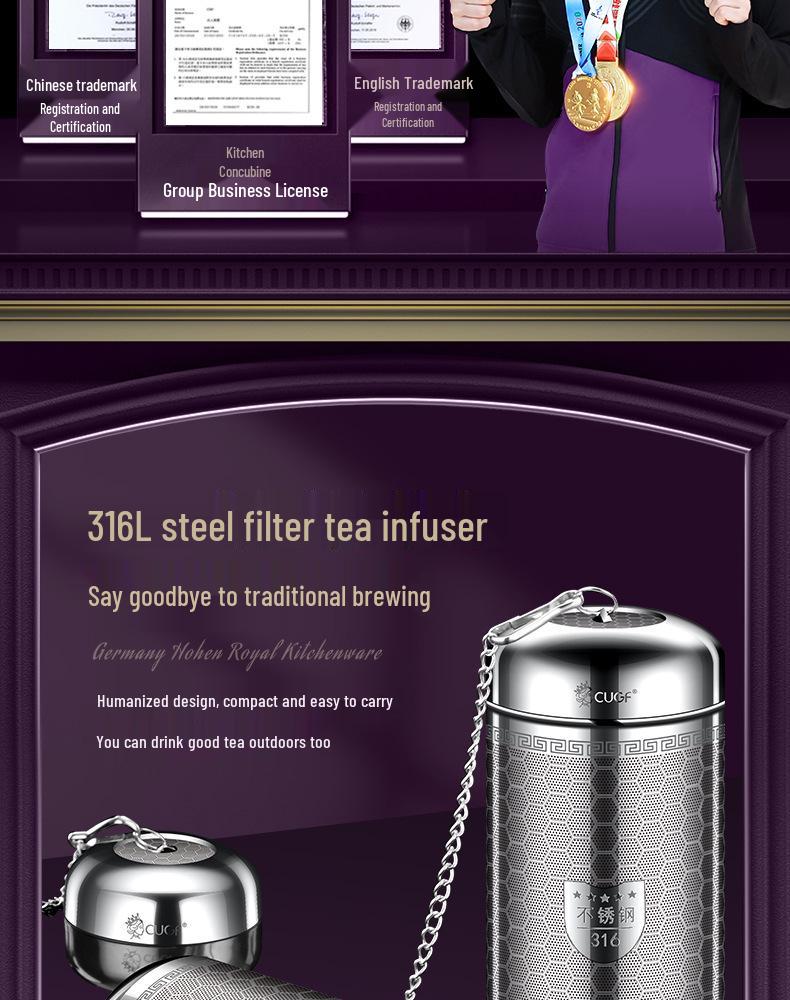 316 Stainless Steel Tea Infuser & Strainer for Kettles & Thermos Cups