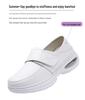 Women's Breathable Genuine Leather Nurse Shoes - Soft Sole, Wedge Heel, Non-slip, Air Cushion, Comfortable White Work Shoes