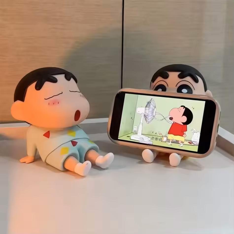 New Anime Crayon Shin-chan Boochan Q Version Kawaii Figure Model Toys Doll Mobile Phone Holder Collect Ornaments Gifts