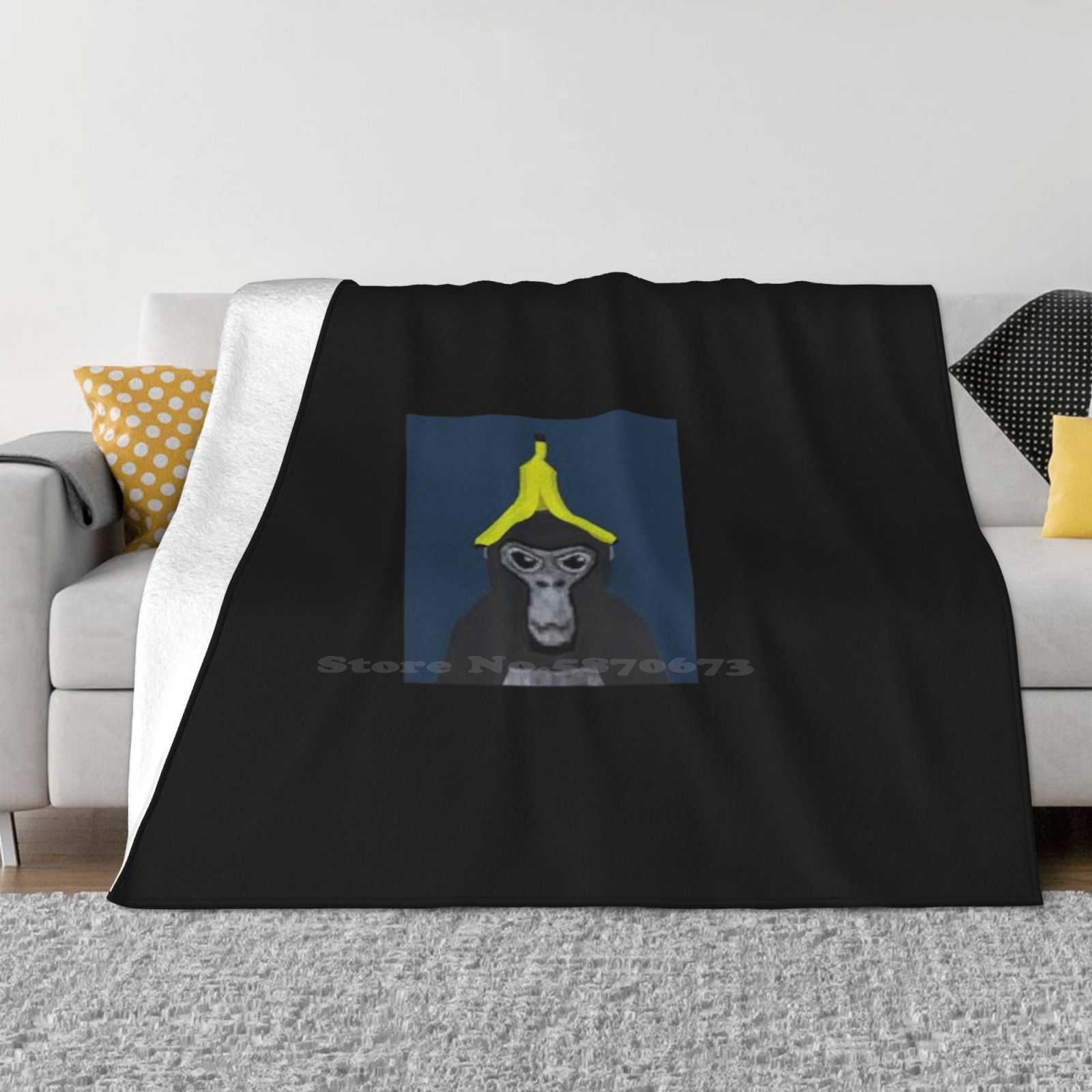 Gorilla Tag Monkey With Banana Best Selling Room Household Flannel Blanket Vr Oculus Gorilla Tag Banana 30x40in