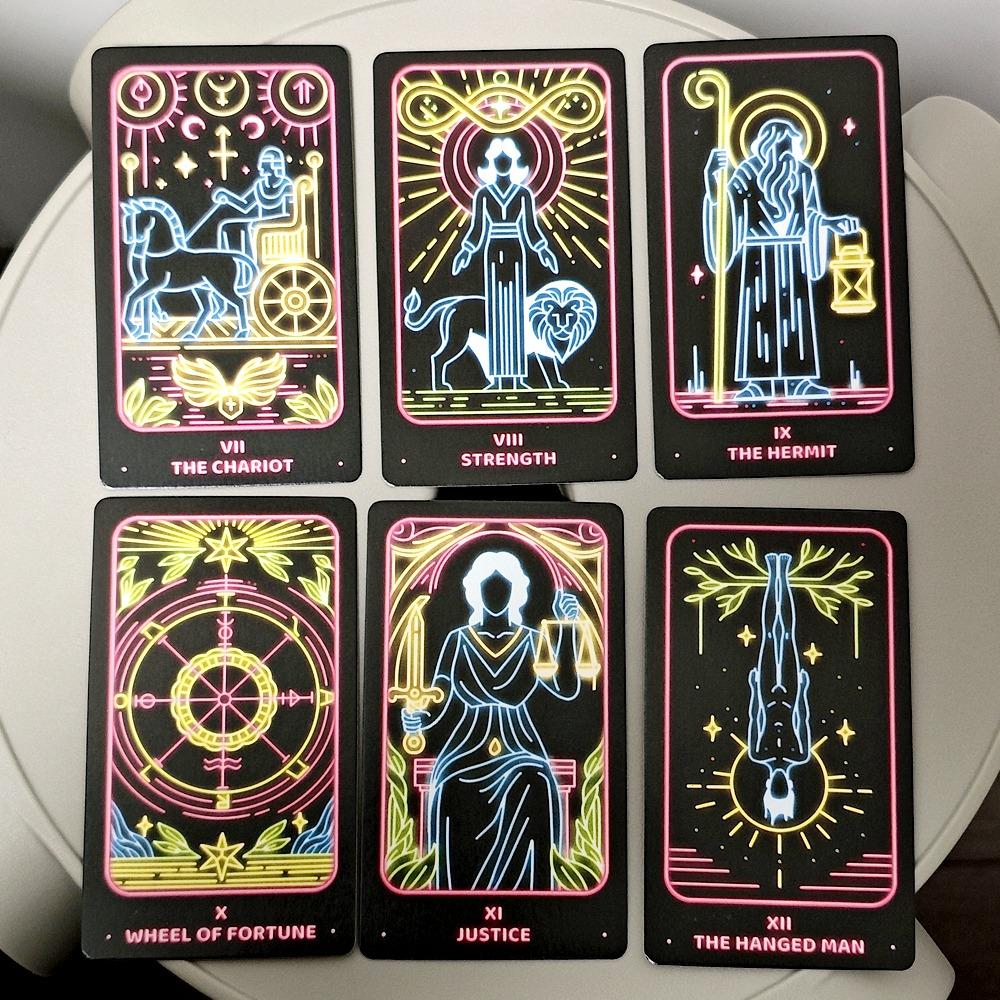 10.3*6cm Simple Modern Minimalist Tarot Deck Neon-Inspired Rider-Waite 78 Pcs Cards for Beginners and Professionals