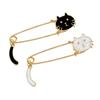 Playful Fashionable And Alloy Brooches With Cute White Cat And Black Cat Styles For Personalization Unique