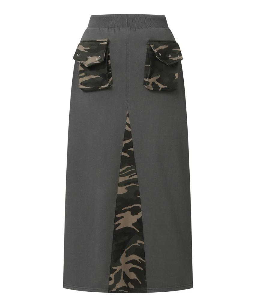 MUCENT Paits Setup Camo Point Long Skirt