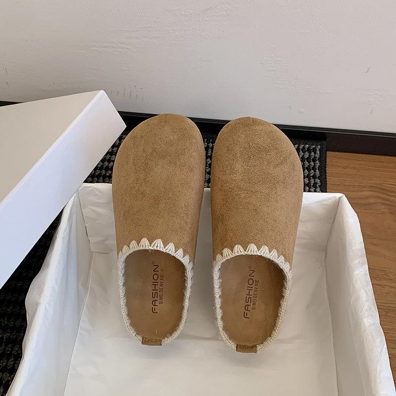 

Retro thick-soled inner height increase Birkenstocks women s 2025 autumn new embroidered Birkenstocks bag head half slippers outer wear 35