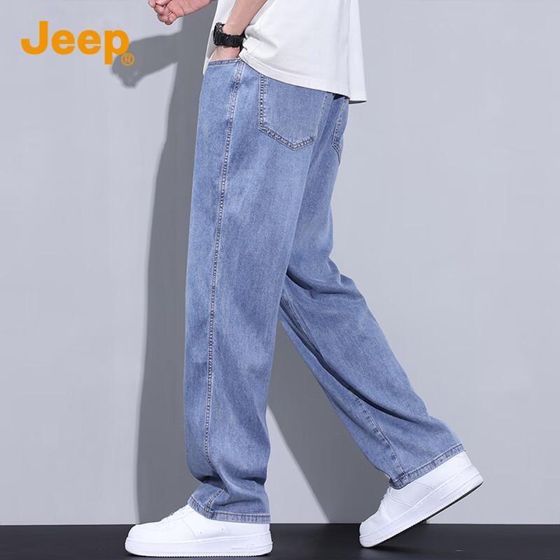 JEEP Men's 2025 Summer Thin Tencel Lyocell Loose Straight Jeans