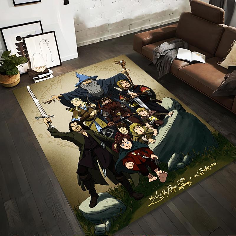 

Fantasy Cartoon Style Carpet with Wizard and Heroes Design Suitable for use as an anti-slip for living room bedroom sofas 40x60cm( 15x23in )