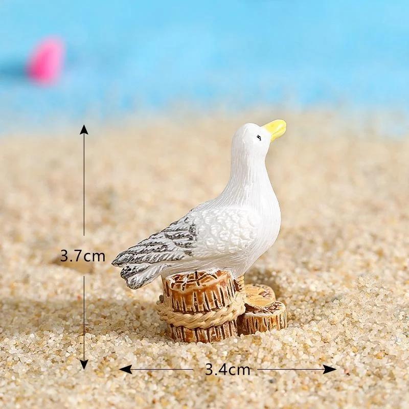 2pcs Seashore Series Mediterranean Style Ornaments Surfboard Seashells Seabirds Miniature Garden Microlandscape Home Decoration