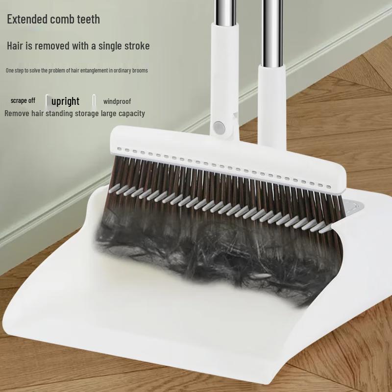 Foldable Broom and Dustpan Set with Scraper Comb