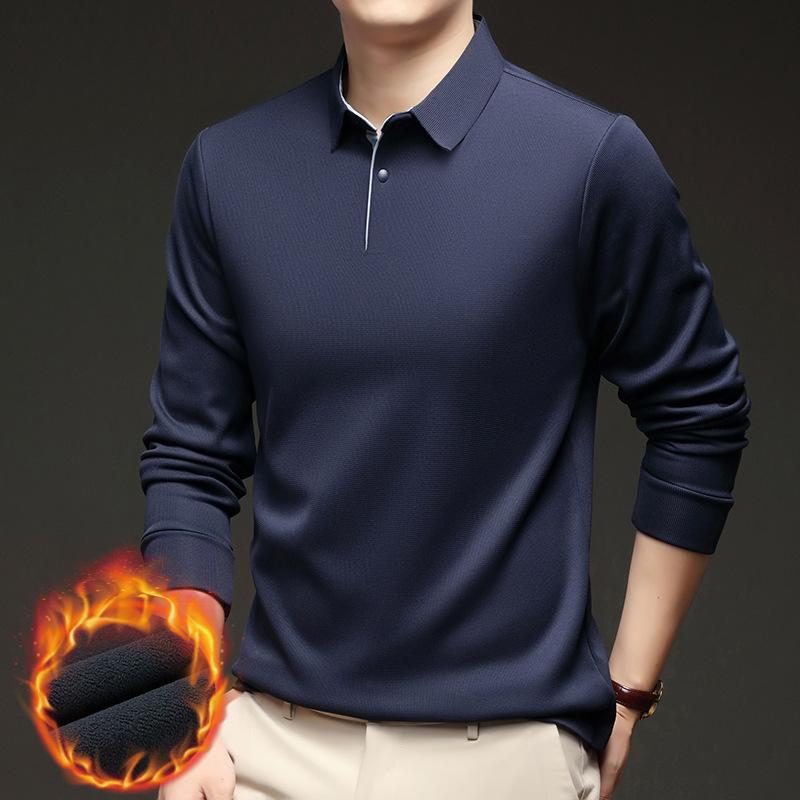 Men s Long Sleeve T-Shirt Middle-Aged & Young Casual Lapel Collar M
