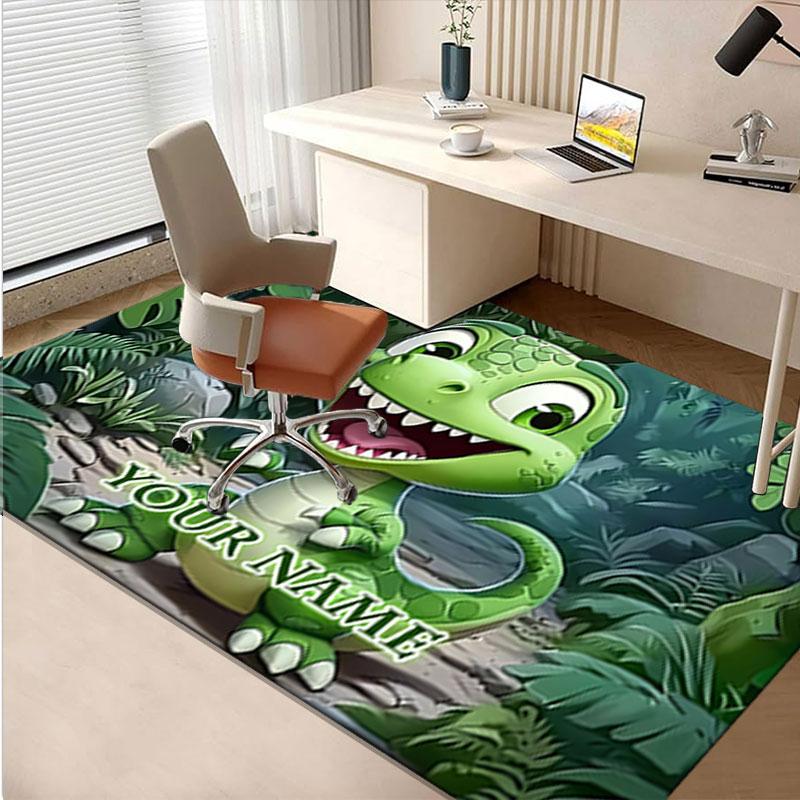1PC Custom Name Dinosaur Adventure Jungle Theme Floor Mat Ideal for Living Room, Game Rooms, Office, Bedroom,Floor Mat Playful Design