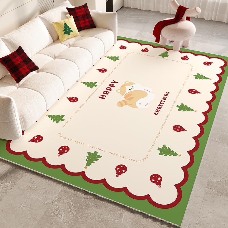 VIKAMA Christmas Winter Large Size Carpet Living Room Bedroom Side Window Rug Slippery Floor Mat Home Decoration