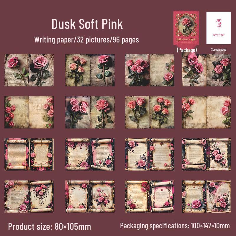

Beautiful Day Retro Rose Hardcover Notebook - Rose s Letter Series, 4 Designs, 96 Sheets