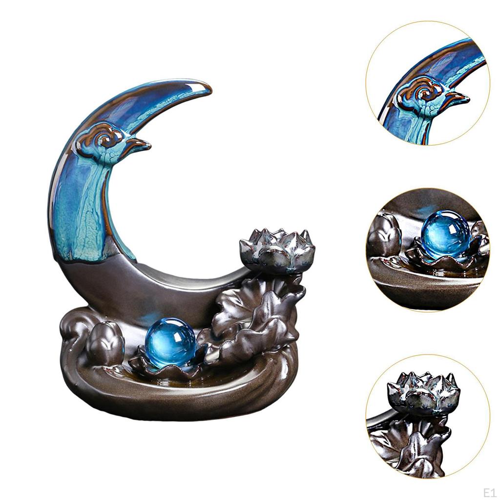 Moon Backflow Incense Burner Stick Holder, Art Crafts Sculpture Decorative Figurine for