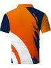 Men'S Golf Shirt Featuring Abstract Designs in Orange, Blue, And White. It Is Lightweight And Durable, Making It Ideal for Casual Home Use Or Dining