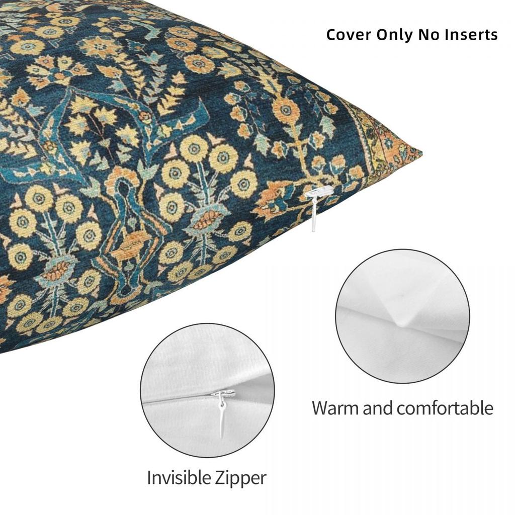 Sarouk Antique West Persian Rug Pillowcase Polyester Linen Velvet Printed Zip Decorative Car Cushion Case 18"