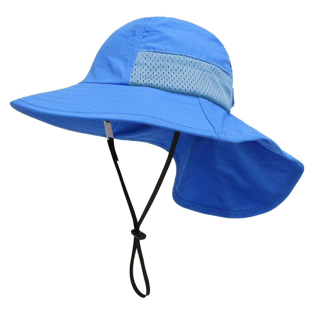 Children Sun Hat Breathable Mesh Sunshade Beach Cape Hat 3-8Years Quick Dry Neck Protection Hiking Travel Kid Bucket Hat