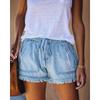 Women's New Elastic Waist Casual High Waist Thin Fringe Denim Shorts