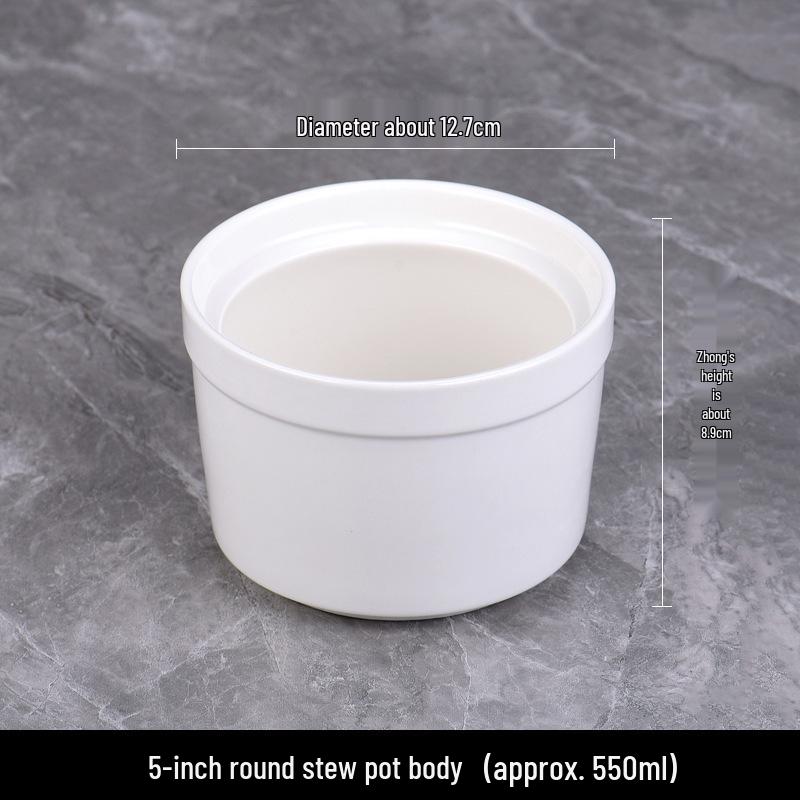 White Magnesia Porcelain Soup Pot with Lid – Ideal for Steaming Eggs and Stewing Bird's Nest In Restaurants and Hotels.