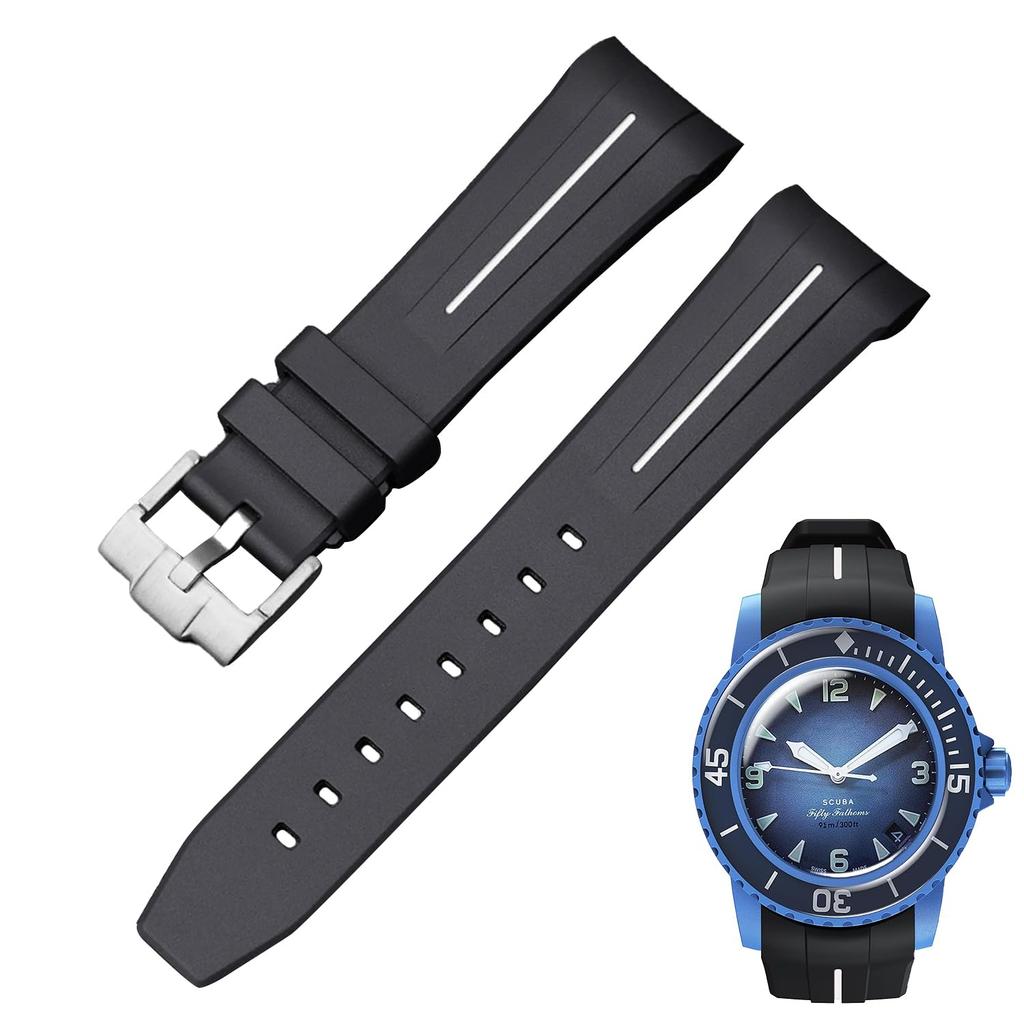 Jumpsunfun 22mm Watch Band for Blancpain X Silicone Watch Compatible with SCUBA Fifty Includes Replacement Tool Swatch, Strap, Bioceramic, Fathoms,