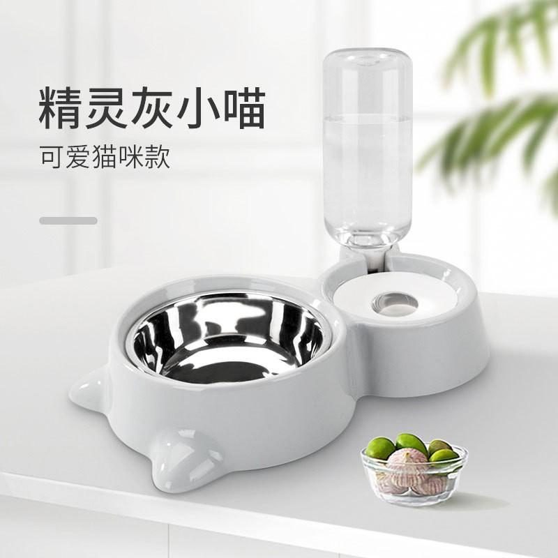 New Pets Double Bowl Stainless Steel Cat Bowl Large Capacity Detachable Partition Design for Water and Food