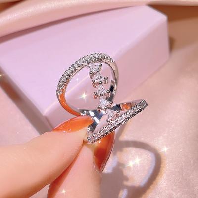 Ring for Women Ins Style Retro Zircon Irregular Zircon Ring Hand Decoration
