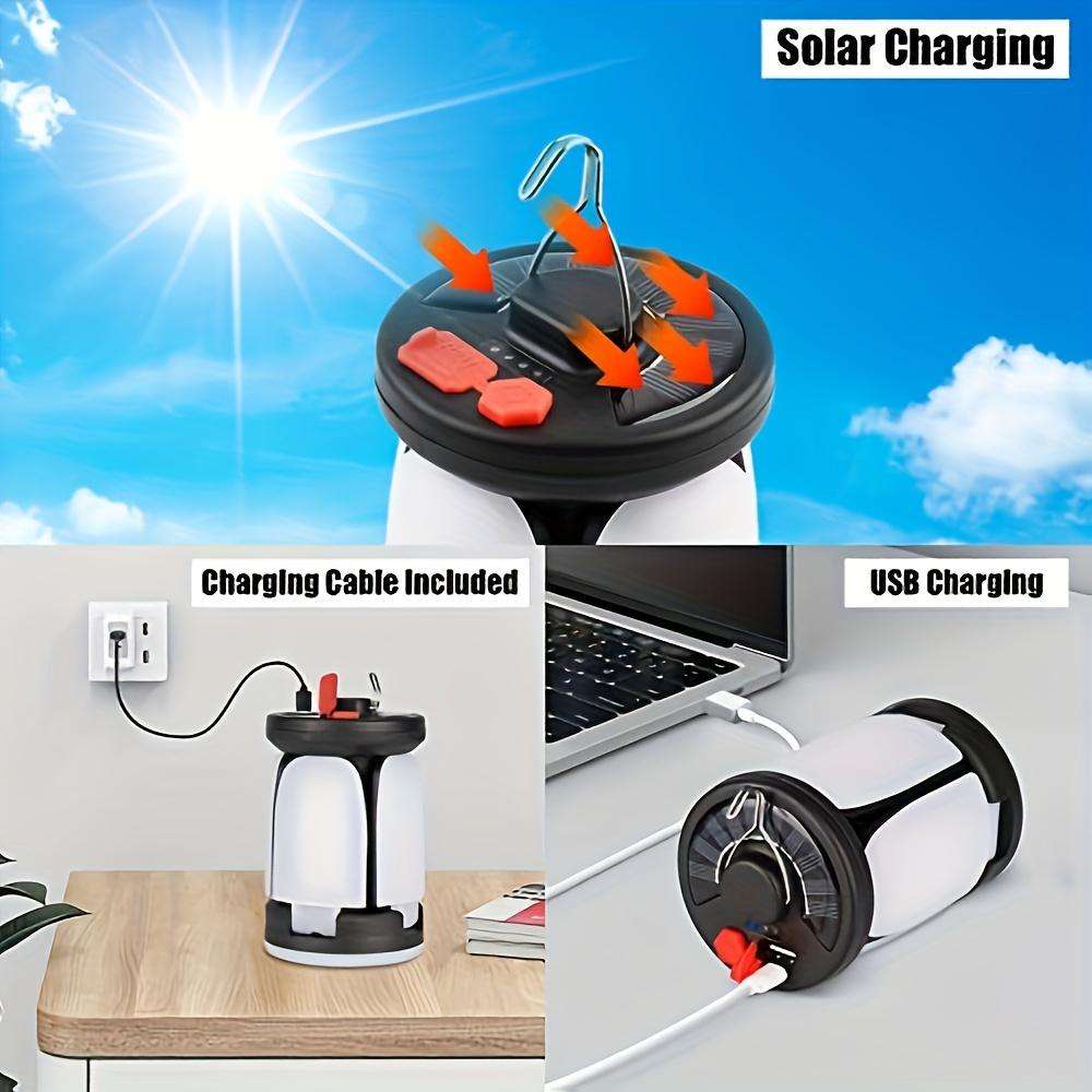 Portable Solar Camping Light,Hand-held Light with Hook LED Camping Light,Rechargeable and Foldable,Suitable for Tents, Offices, Emergency Lighting