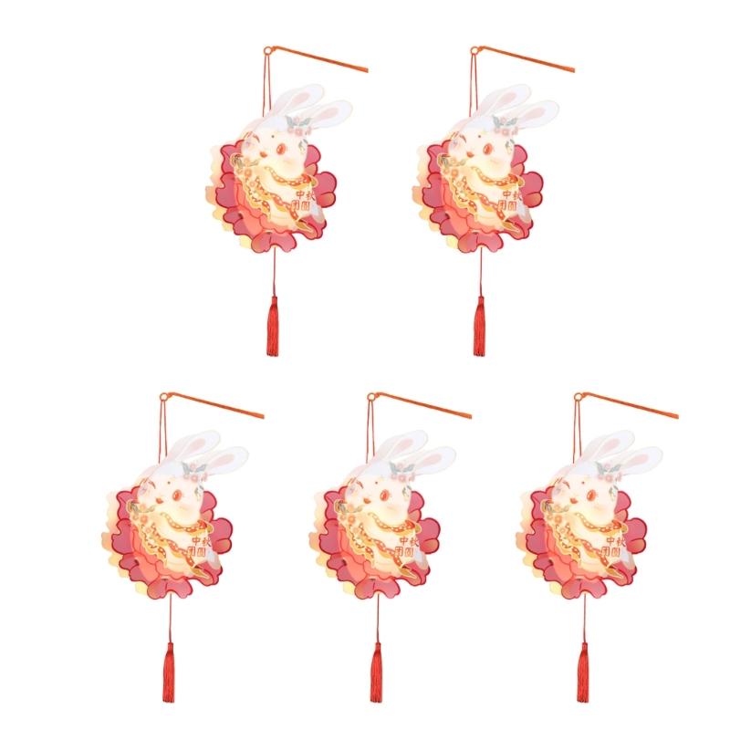 Handmade Florals Paper Lamp Set Traditional Chinese Craft Supplies LED Projection Portable for Chinese Festival