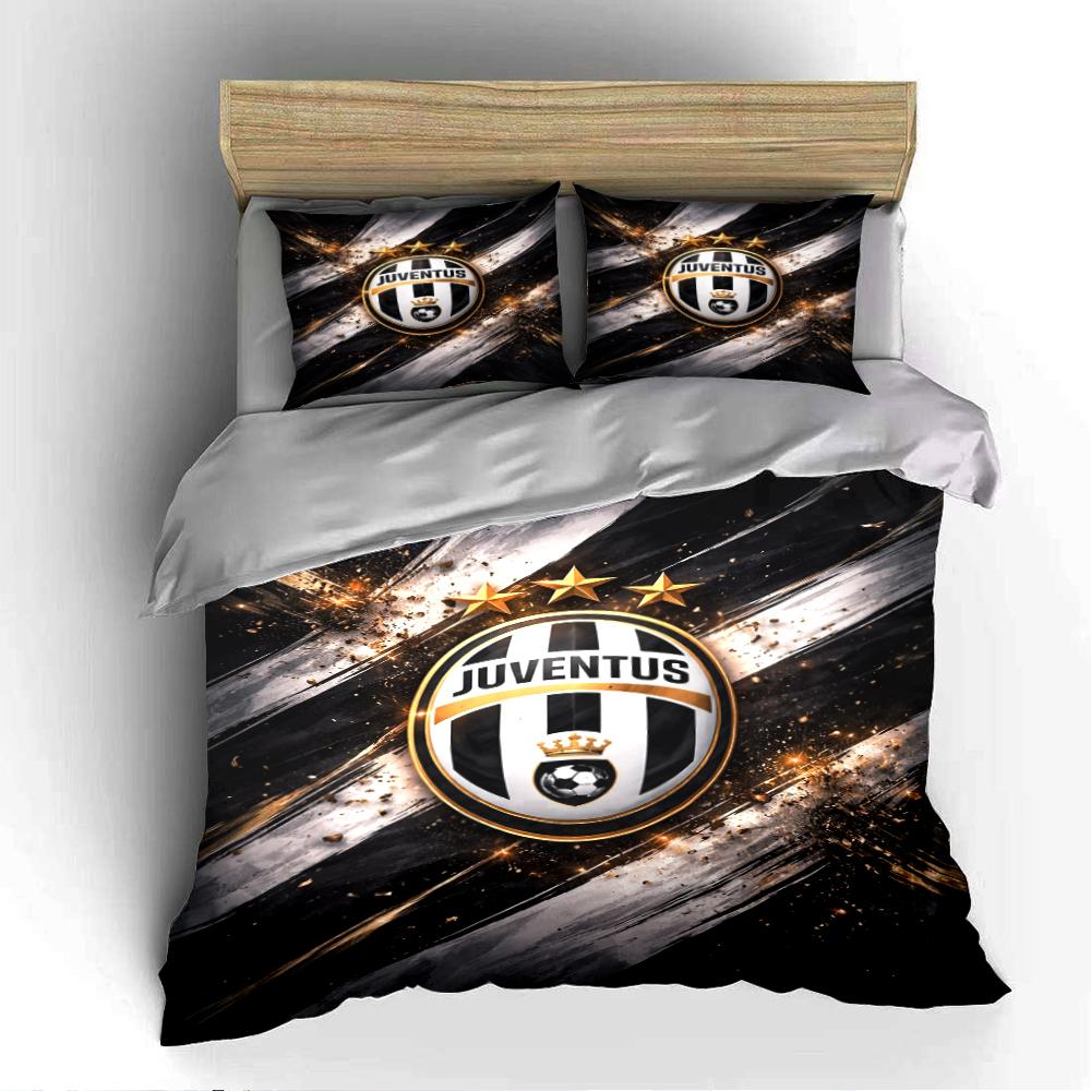 Zwart en Goud Juventus Beddengoed Beddengoed Dekbedovertrek Set Dekbedovertrek Kussenslopen Woondecoratie (1 * Dekbedovertrek 2 * Kussenslopen, zonder dekbedvulling)