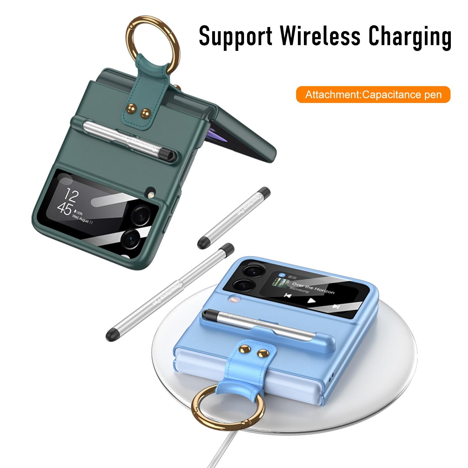 

GKK For Samsung Galaxy Z Flip4 5G Ultra Slim Hard PC Phone Case with Tempered Glass Lens Protector+Stylus Pen Black