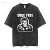 Misfits Drug Free T Shirt 80s Punk Rock Vintage Blac 1717 vintage Washed fashion Stylish Breathable streetwear graphic