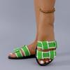 Summer women's woven flat bottomed slippers with a straight edge for wearing outside