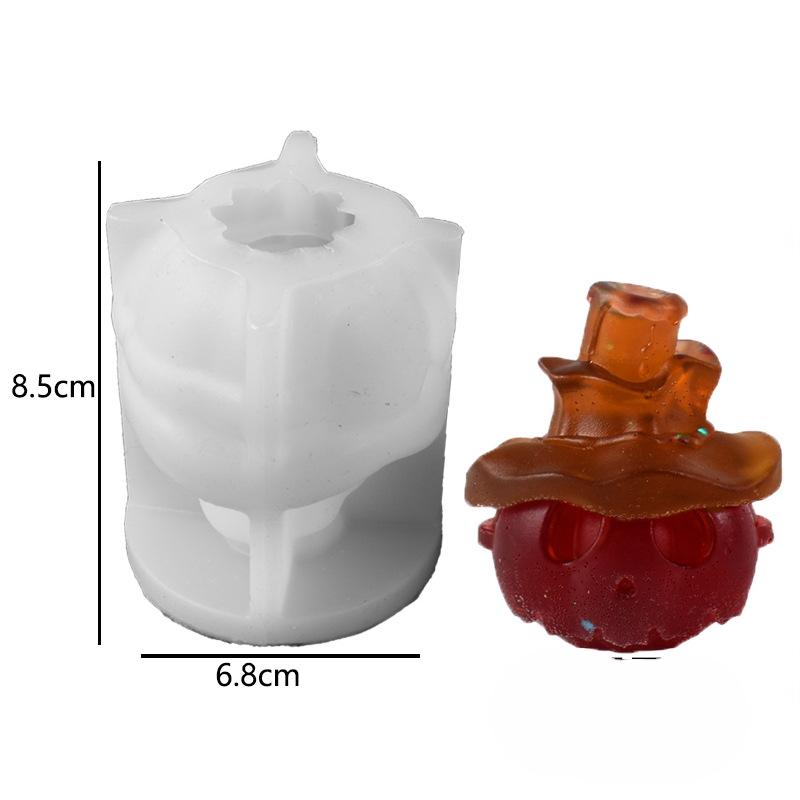 3D Pumpkin Skull Wearing Wizard Hat Shape Candle Silicone Mold For Making Candle, Resin, Aromatherapy Candle