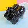 *Spring and Autumn New Round Head Cute Boys' Lace Up Walking Shoes Fashionable and Comfortable Solid Color Buckle Casual Shoes