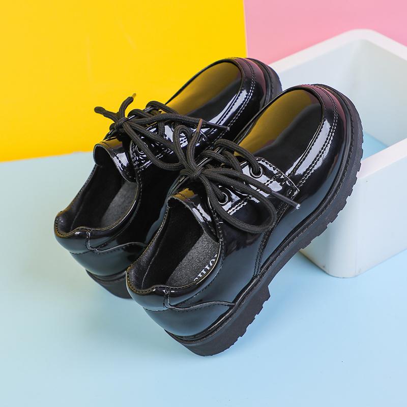 *Spring and Autumn New Round Head Cute Boys' Lace Up Walking Shoes Fashionable and Comfortable Solid Color Buckle Casual Shoes