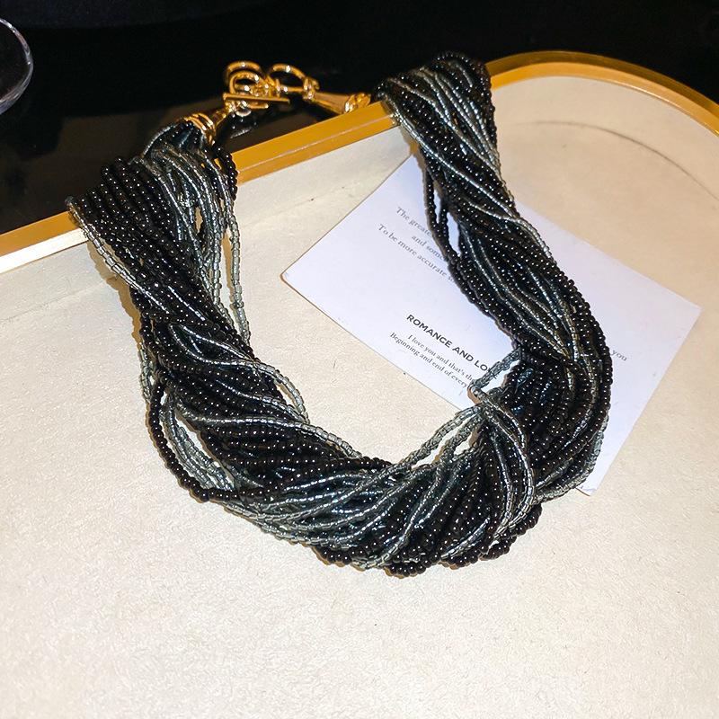 European and American color acrylic shell beaded necklace design sense collarbone chain exaggerated necklace women
