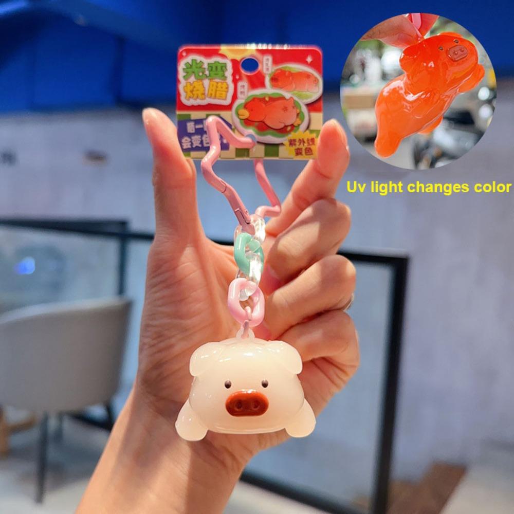 Roast Pig Car Key Pendant Uv Sensitivity Bag Hanging Decoration Backpack