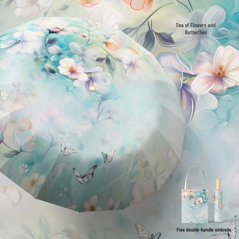 16-Speichen-Doppelnutzungs-Farbschirm: Schutz bei Regen oder Sonnenschein, Dreifach-Doppelfalt-Design