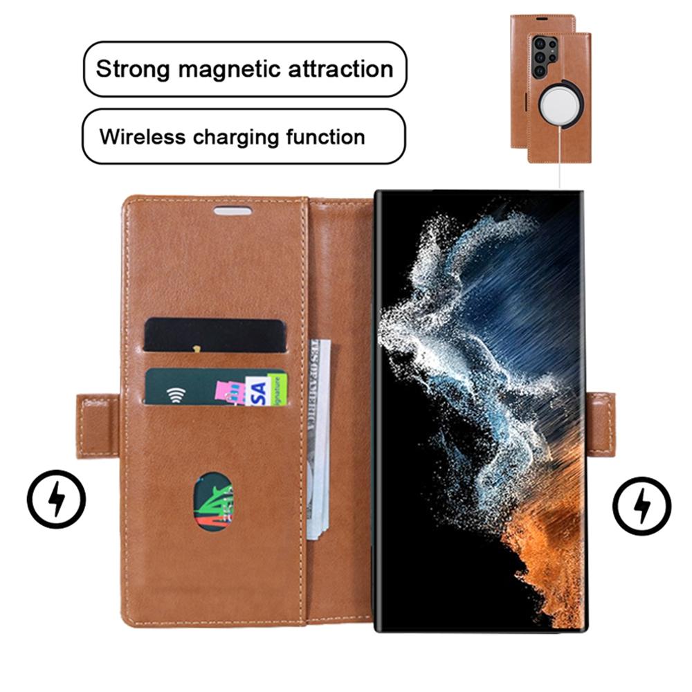 For Samsung Galaxy S25 Ultra Case Compatible with MagSafe Wallet Stand Leather Flip Phone Cover