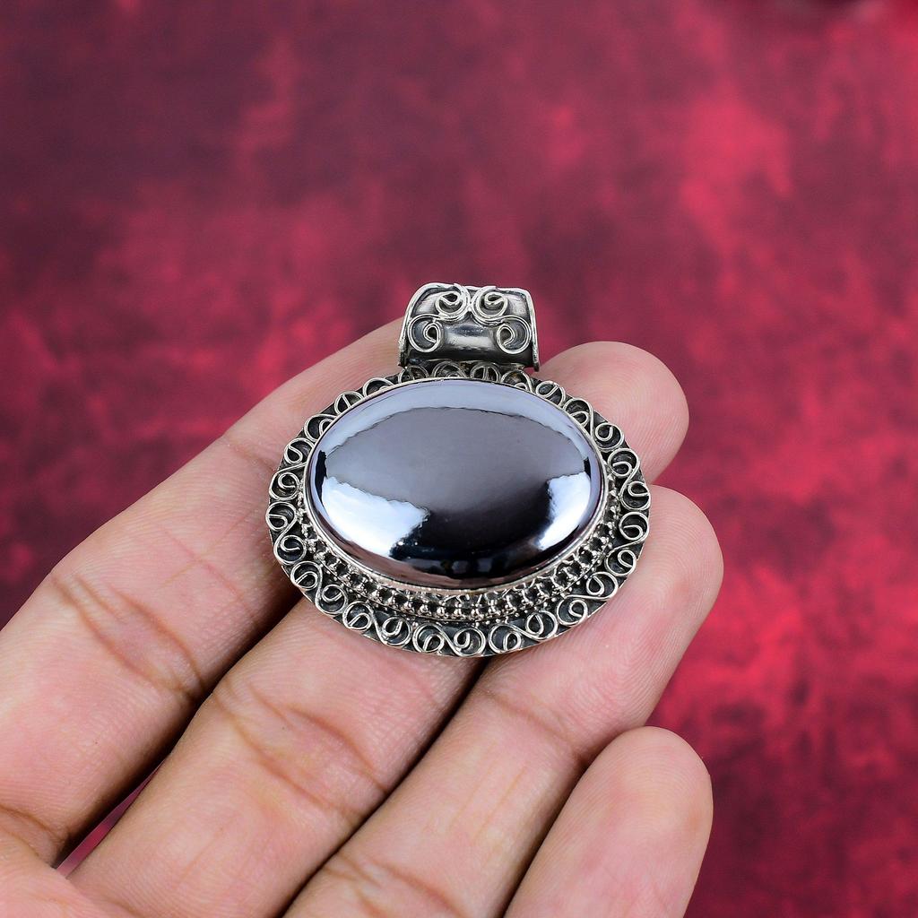 Shungite Pendant, 925 Solid Sterling Silver Gemstone Jewelry, Handmade Pendant, For Thanksgiving