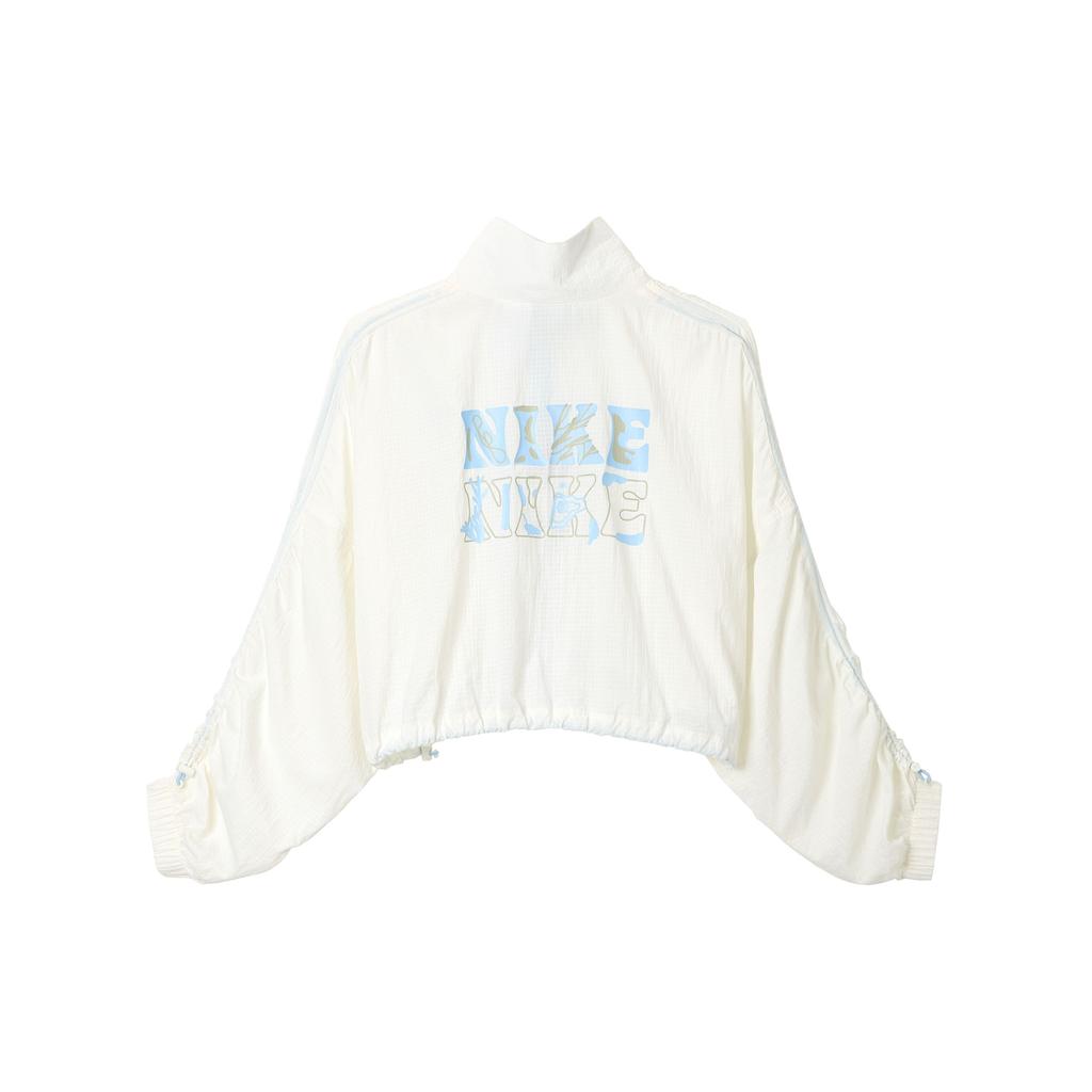 Nike Sportswear Logo Print High Collar Woven Jacket Women Jacket White DX6151-133