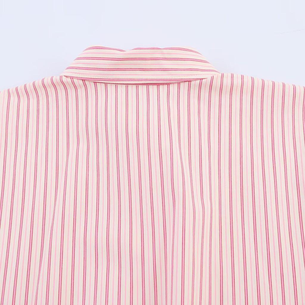 2025 Spring European & American Style Striped Single-Breasted Loose Shirt