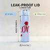 1PC Red Rose Love Letter Pattern 750ml Color Plastic Sports Water Bottle Leakproof Flip Straw Lid Suitable for Sports Office Home Use