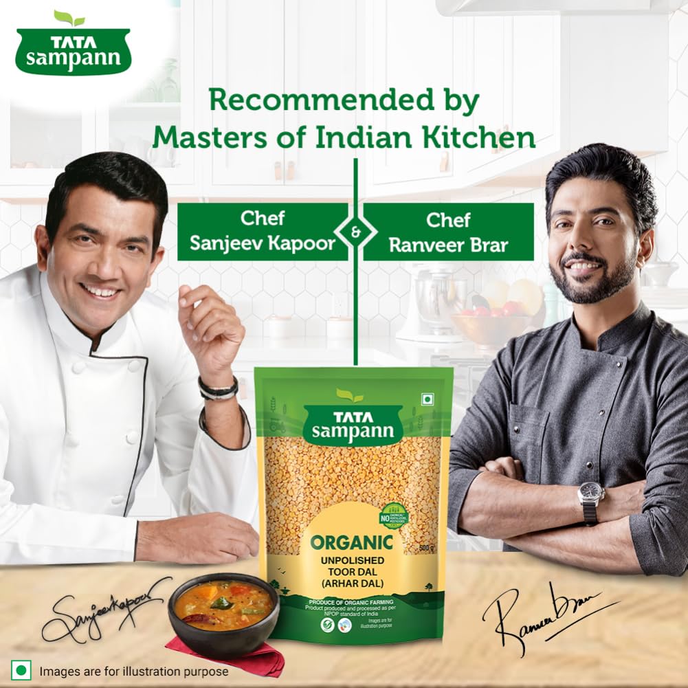 Tata Sampann Organic Unpolished Toor Dal Arhar Dal 500 G Protein Rich Natural Pulses For Healthy Meals