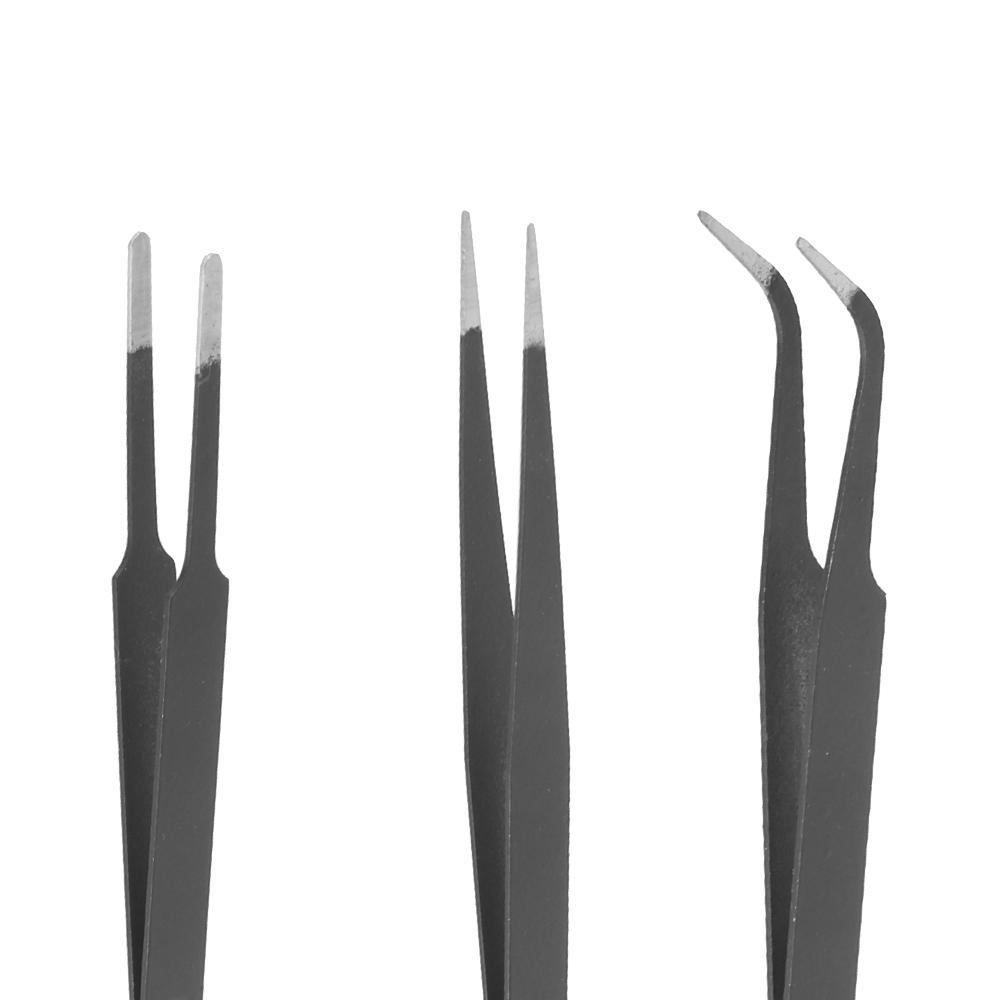 Stainless Steel Curved Straight Tip 6Pcs/Set Tweezers Set Anti Static for Watch Jewelry Mobile Phone Electronics Industrial Repair Tweezers Precision