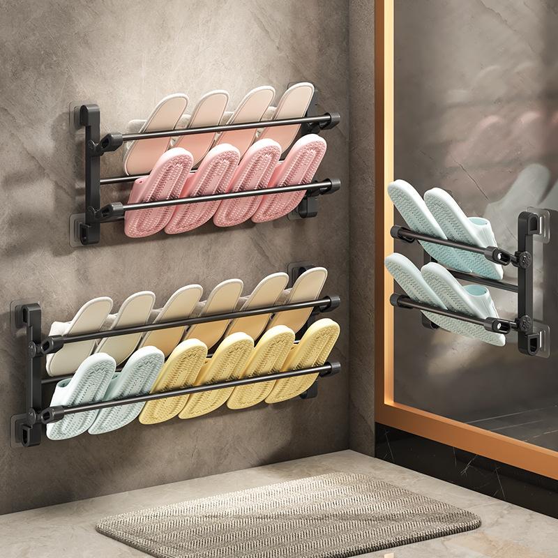 2025 New Plastic Folding Shoe Rack, Shoe Storage Free Installation, Slipper Storage Wall Double-layer Hanger